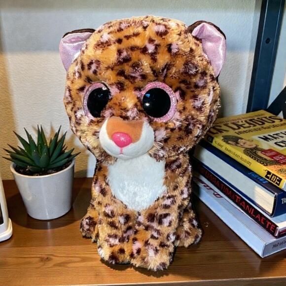 Ty Beanie Boos Plush Leopard Jaguar Tiger Patches Stuffed Animal Glitter Eye 10" - Picture 1 of 11